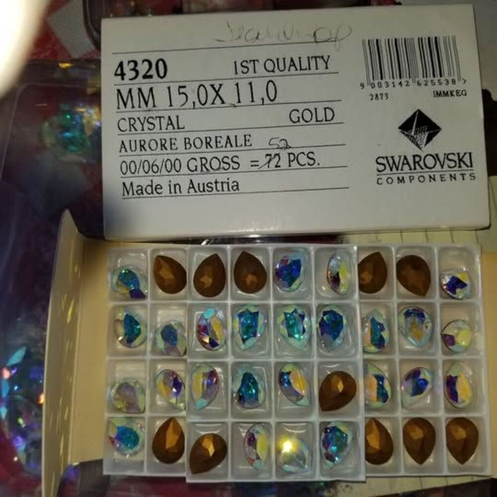 NEW 15x11 AB Pear Teardrop Rhinestones #4320 Swarovski 52 Pc
